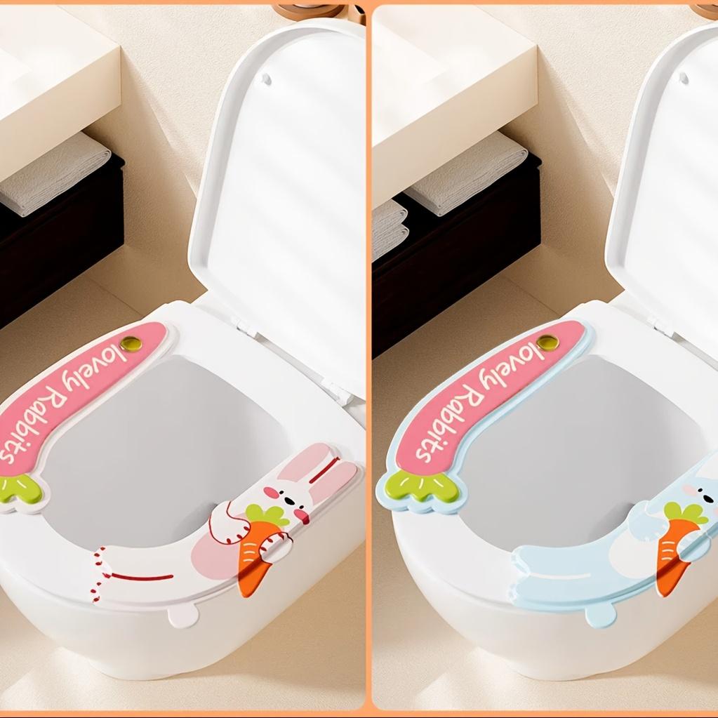 2pcs Scented Waterproof Toilet Seat Covers, Cartoon Rabbit & Carrot, EVA, Reusable, All-Season