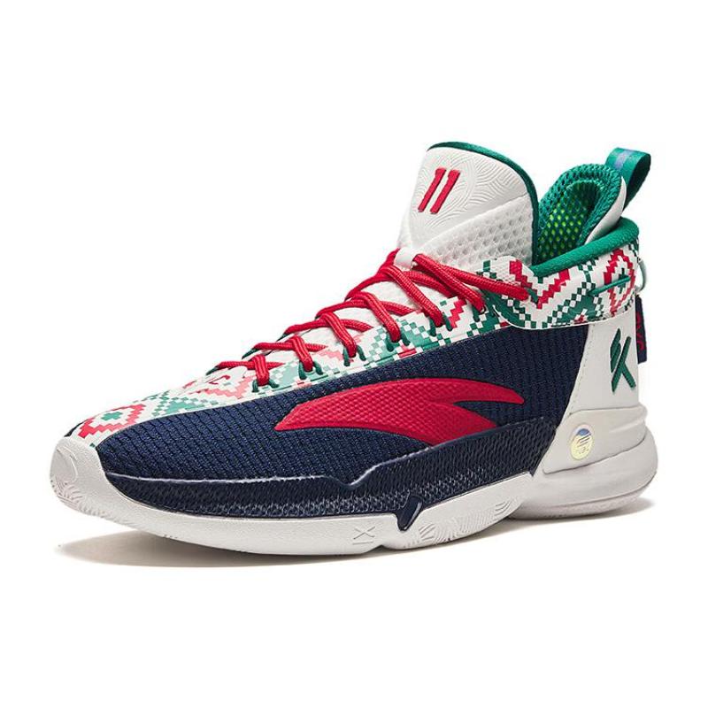 Anta KT9 Cushioning Abrasion Resistant Breathable Mid top Basketball Shoes Men's Blue White Red Sneakers 112411101-2