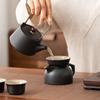 Black pottery Kung Fu tea set Chinese-style household brewing teapot cover bowl simple high-end ceramic cover bowl drinking tea cup set