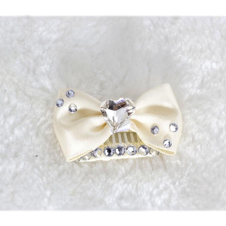 Prinzessin Haustier Hund Haarspange Schleife - Yorkshire Malteser Perle Strassstein Accessoire