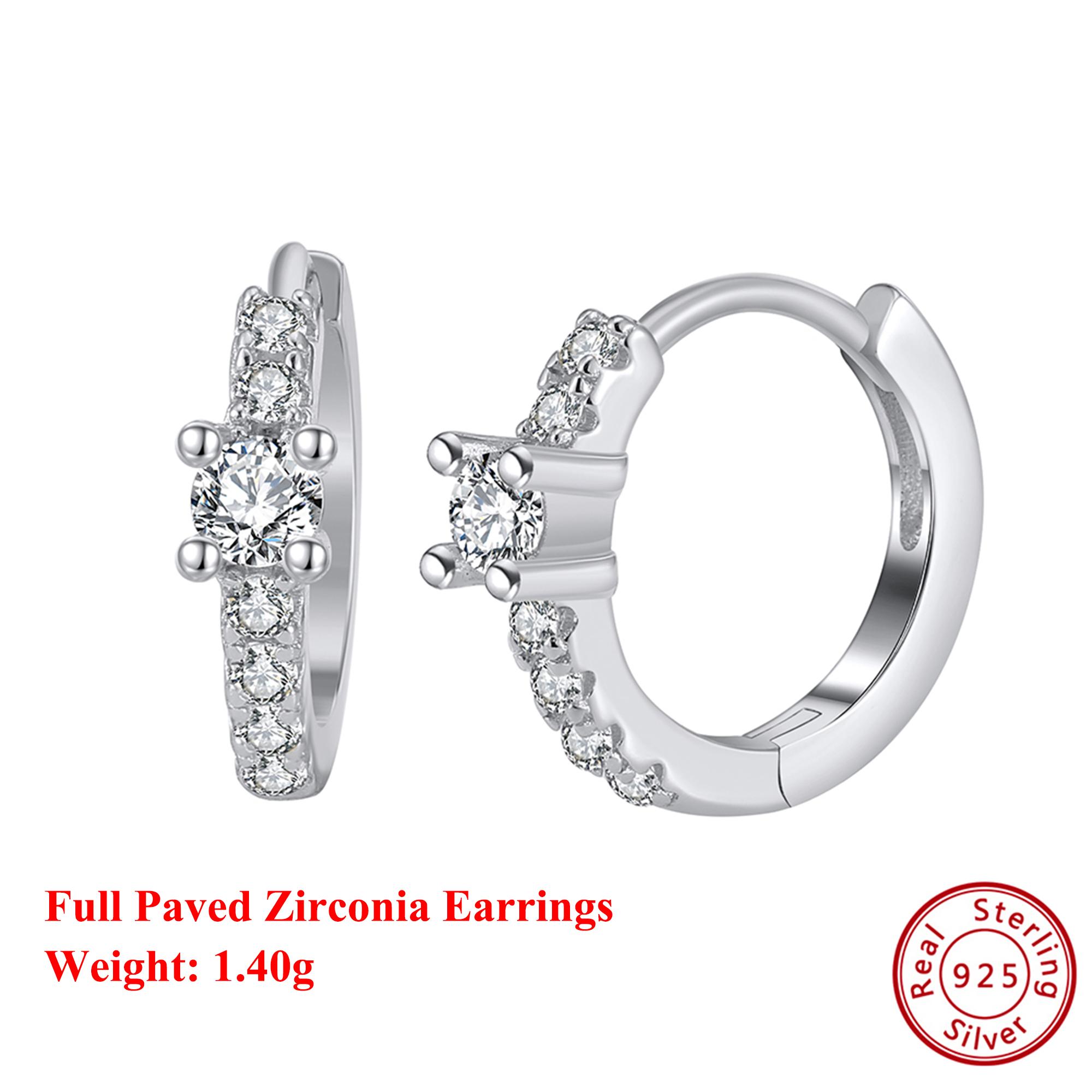 

Effie Queen 925 Sterling Silver 14K Gold Hoop Earrings With AAAA Shining Cubic Oval Zirconia Ear Accessory Party Present APE95 серебряный