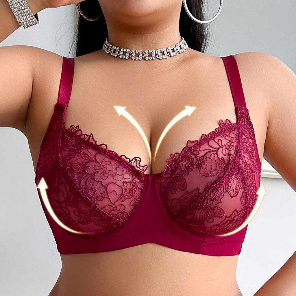 Comfortable Underwire Push-up Sexy Bra Lace Breathable Women's  Beautiful Back Plus Size Underwear