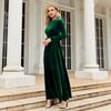 2025 Women's Velvet Maxi Dress, Elegant Socialite Style Solid Color Gown with Luxurious Texture, Formal Banquet Dress for Special Occasions
