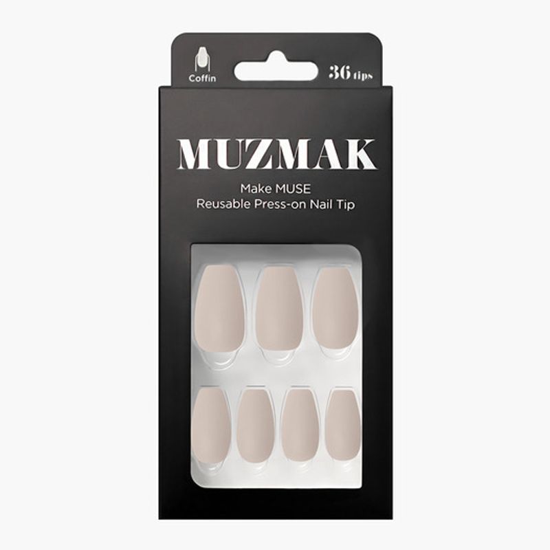 Reusable Nail Tips Sand Beige (Coffin)