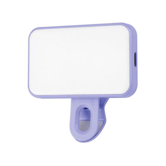 

LED Fill Light with Clip Rechargeable Adjustable Brightness Phone Tablet Laptop Computer Selfie Video Meeting Photography Fill Lamp фиолетовый