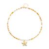 Bohemian Starfish Pendant Pearls Bead Necklace Adjustable Length Portable Jewelry for Beach Vacation and Parties