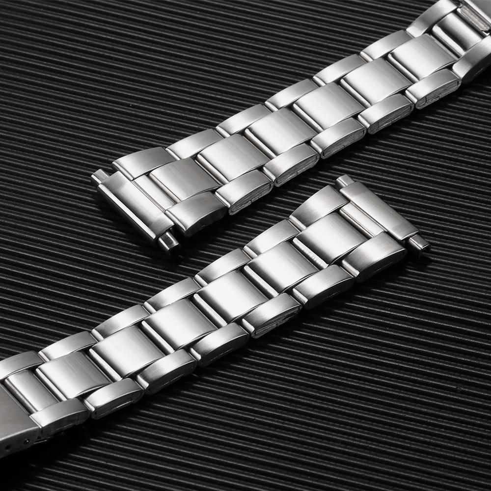 16-22mm Stainless Steel Watch Band Universal Strap Silver Folding Safety Buckle for Seiko Women Men Strap Watch Belt Accessories
