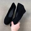 Versione in pelle di pecora~ Minimaliste e versatili scarpe singole in camoscio con punta tonda, apertura leggera, tacco obliquo, scarpe da donna per il pendolarismo primaverile, tacchi alti