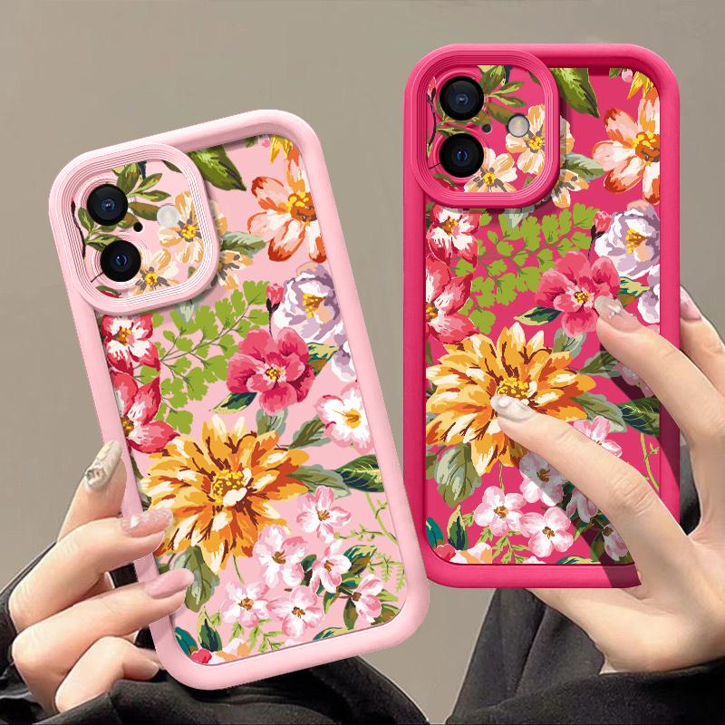 Wzór kwiatowy Odporne na wstrząsy Etui na telefon Dla iPhone 16e 16 15 14 Pro Max 13 12 Pro 11 14 15 16 Plus Kolor Cukierkowy Silikonowe Miękkie Matowe Pokrowce Fundas