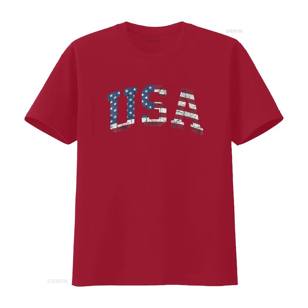 Usa T Shirt Women Patriotic American Flag Distressed Vintage Washed Stylish Slightly Comfortable Breathable Homme Casual