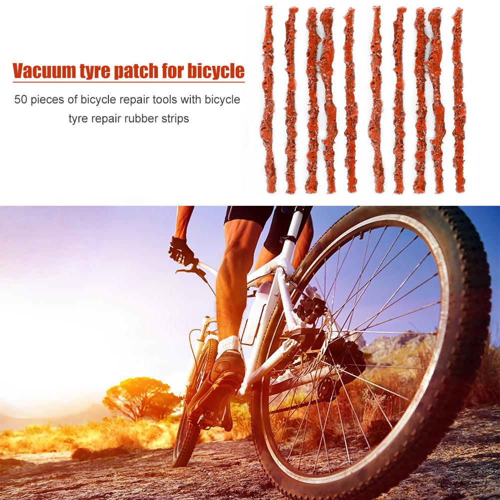 50pcs Seals Repair Strips Brown Bike Tubeless Tire Repair 1.5x50mm Cycling Accessories for Road Mountain Bikes for Bicycle Tires