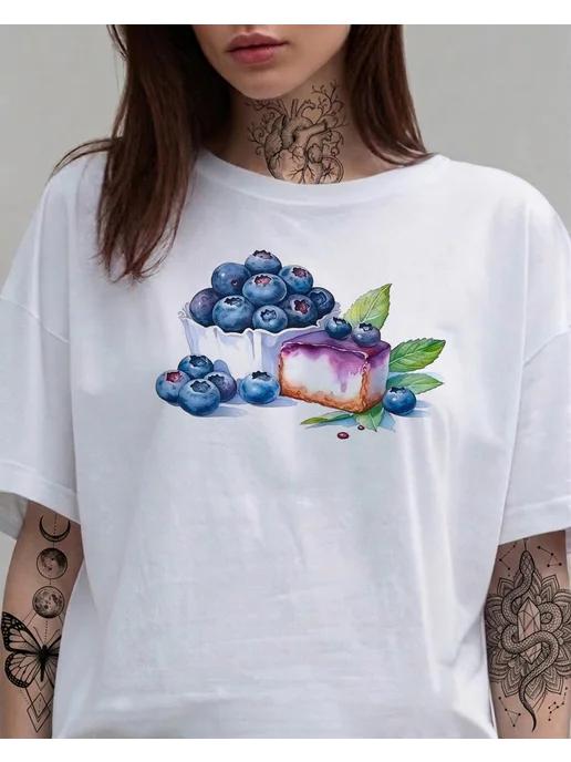 T-shirt with blueberry and blueberry cheesecake print L