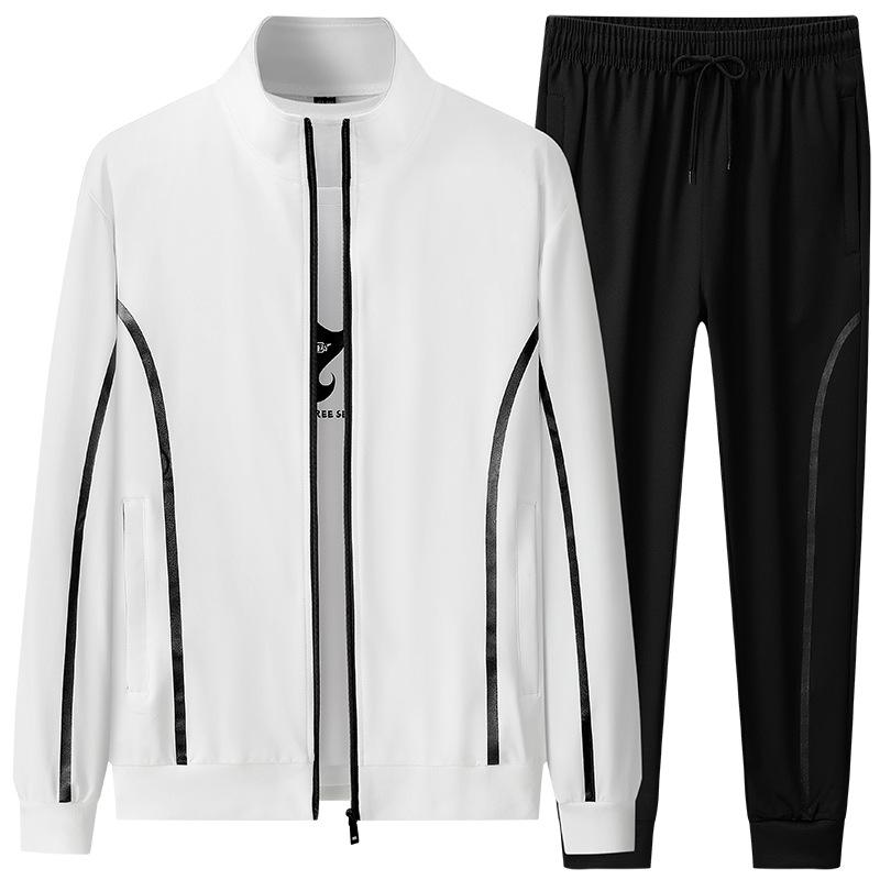 Módní pánská tepláková souprava Podzimní běžecká fitness sada 2dílná bunda+sportovní kalhoty Sada Ležérní pánské Větruodolné sportovní oblečení Velikost 7xl