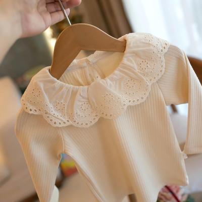 Autumn Girls' Lace Collar Cotton Long Sleeve T-Shirt Innerwear