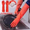 Extra Long Cuffs Rubber Cleaning Gloves Velvet Lining Protective Gauntlets  Household Cleaning