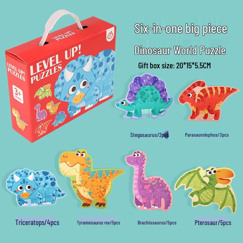 3+ Six-in-One Wooden Puzzle Box: Solid Wood Educational Toy for Girls and Boys, 60 Pieces