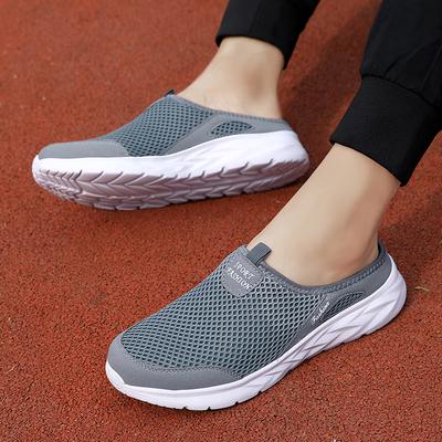 Men's Slippers Men's Half Slippers Mesh Meter-breathable Men's Black Slippers