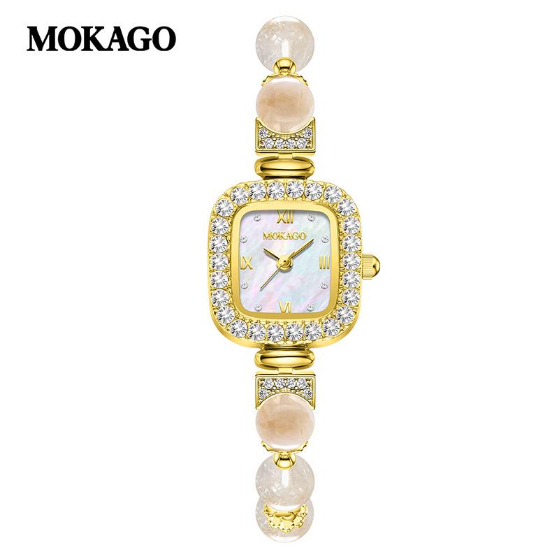 Mokaga Women's Quartz Bracelet Watch with Mother-of-Pearl, Diamonds, Bow Knot, and Waterproof Design
