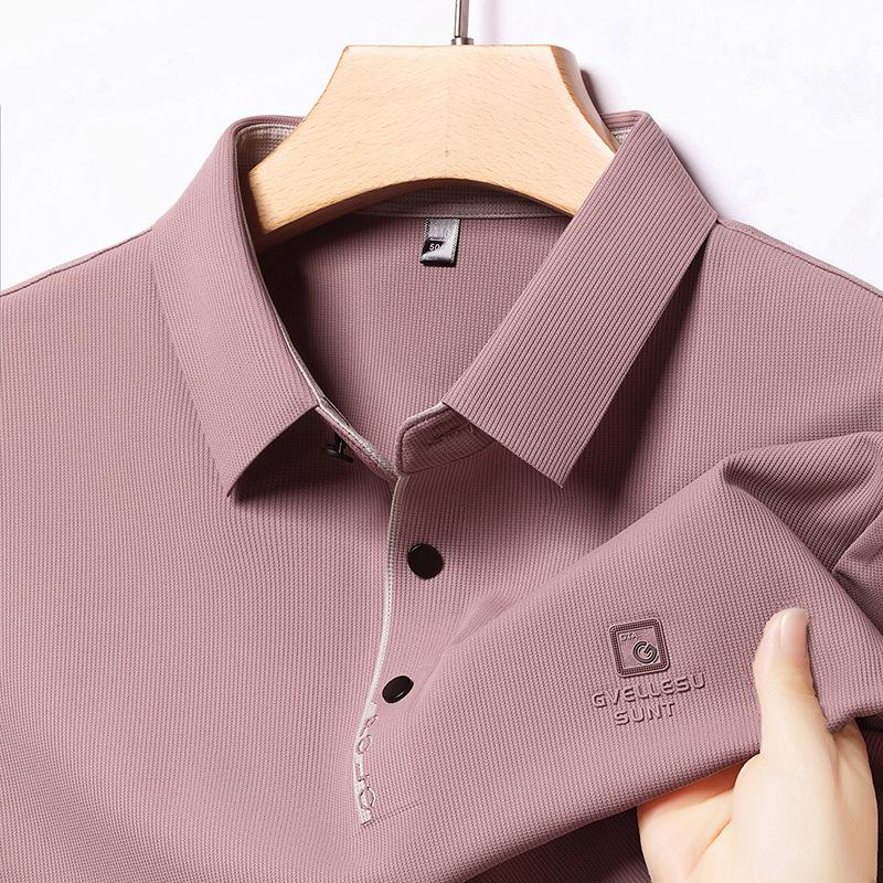 Men'S Short-Sleeved T-Shirt Lapel Polo Shirt Simple Business Casual Top Bottoming Shirt