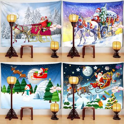 Home Decor Vianočná kolekcia Tlačený polyesterový gobelín Spálňa Obývacia izba Nástenný dekor Pozadie Textilná tapeçaria de natal