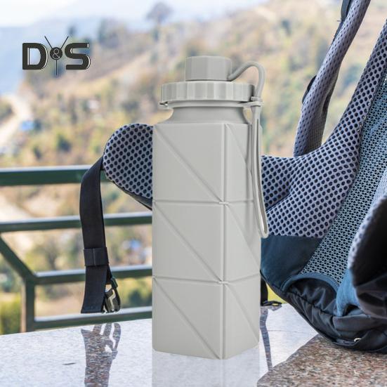 Silicone Foldable Water Bottle 610ml Leakproof Collapsible Water Bottle for Travel Camping Hiking Sports Outdoor BPA Free Portable Reusable Water Cup