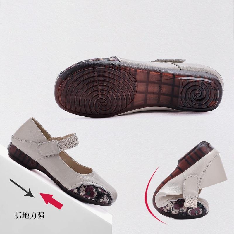 New Arrival Mary Jane Flats for Women Autumn Genuine Leather Shoes Woman Slip On Flats Convertible Printed Loafer Lady Red Flats