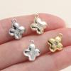 2Pcs/Pack 14/18K Gold Plated Flowers Shape Pendants with Zircon for Necklace Bracelets Jewelry Making Supplies Accessories