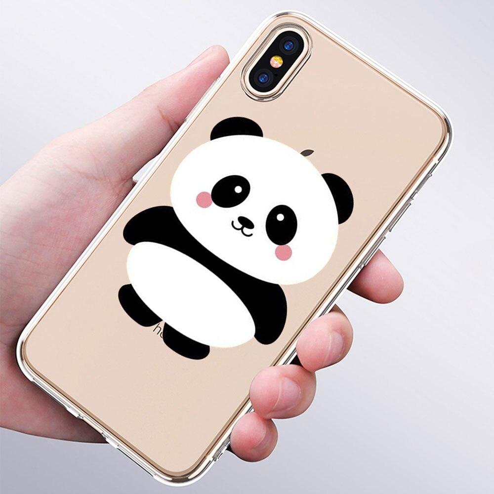 Luxury Soft Silicone Phone Case Cute Panda Bear China for Apple iPhone 11 Pro XS Max X XR 6 6S 7 8 Plus 5 5S SE Fashion Cover