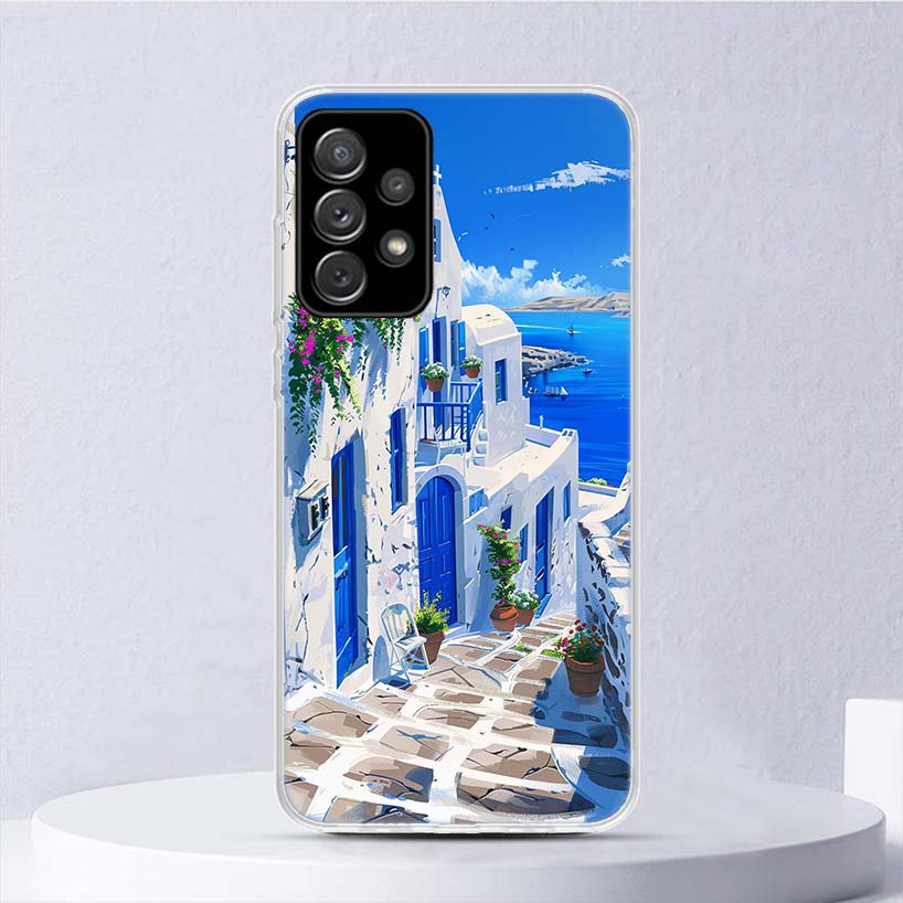 Greece In Summer Santorini Soft Case For Samsung Galaxy A17 A16 A26 A36 A56 A15 A14 A13 A55 A54 A53 Phone Cover A25 A35 A24 A34