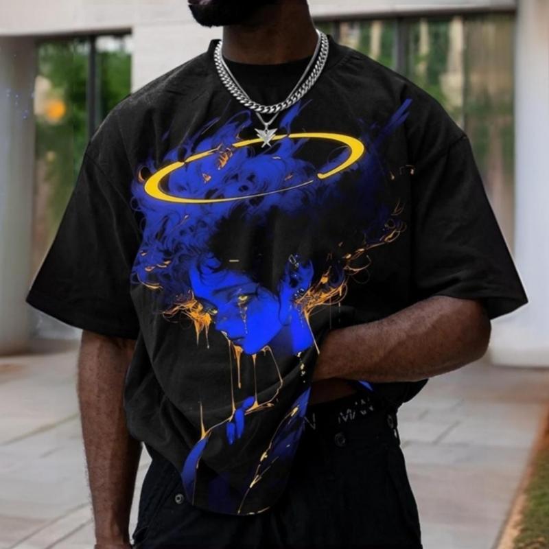 Men's T-Shirt 3d Animation Character Print Short Sleeve Tee For Men Fashion Street Man Clothing Loose Oversized T-Shirt Top