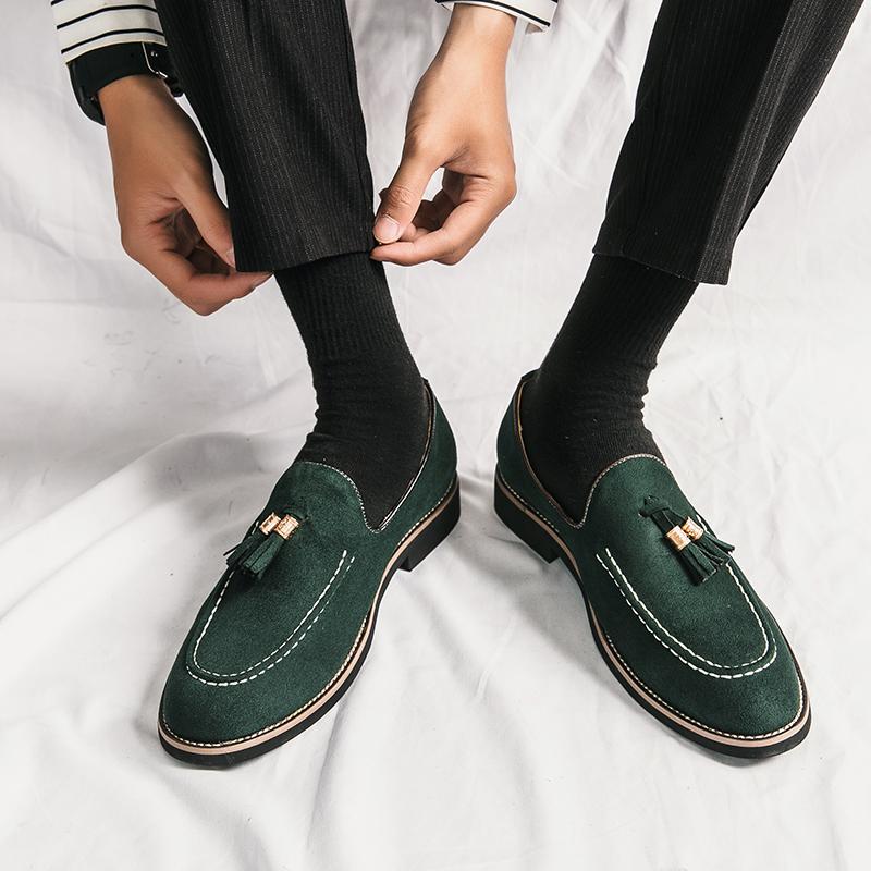 Fashion Leisure and Fashionable Tassel Shoes Men Suede Simple and Versatile Casual Formal Shoes British Style Sizes 38-47 Men Shoes