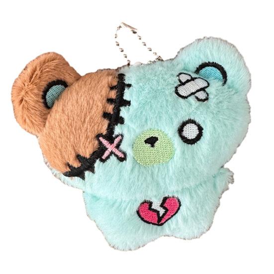 Keychain Squeaky Sound Plush Bear Pendant Soft Stress Relief Toy Colorful Patchwork Design Doll Key Ring Bag Key Decoration
