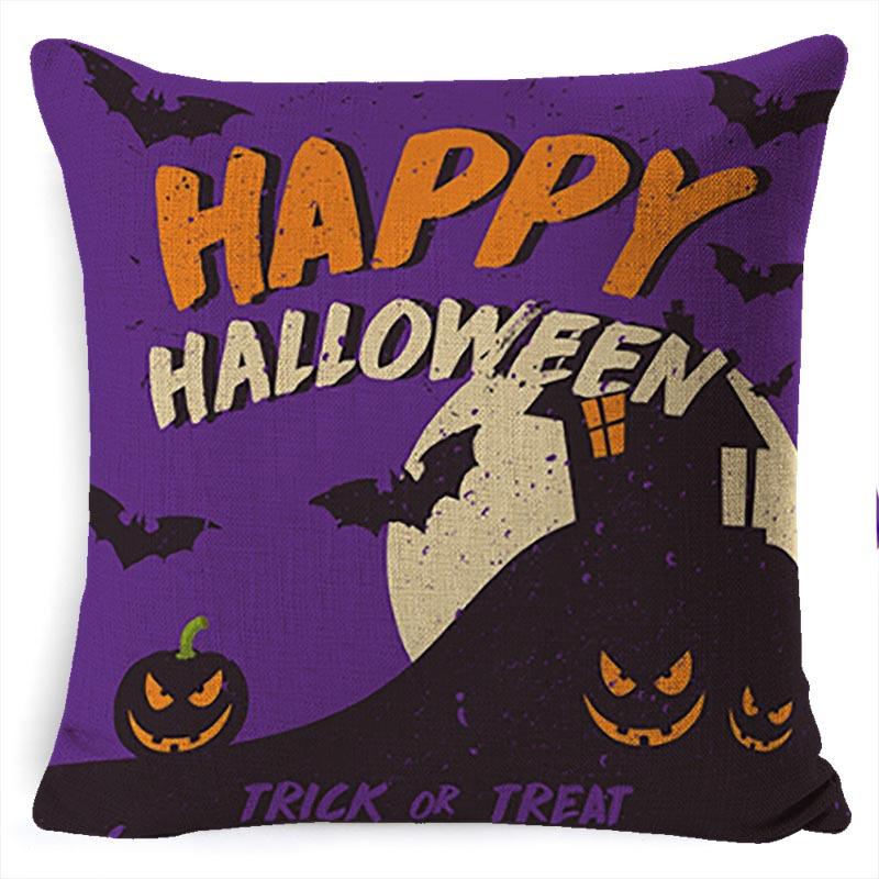 Halloween Pillow Pumpkin Little Witch Horror Cushion Linen Cushion Cover Holiday Party Pillow Cover Bed Backrest