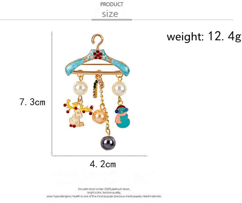 Creative Xmas Style Hanger Brooch with Elk Pearl Pocket Pendants Exquisite Shimmer Decoration Gift