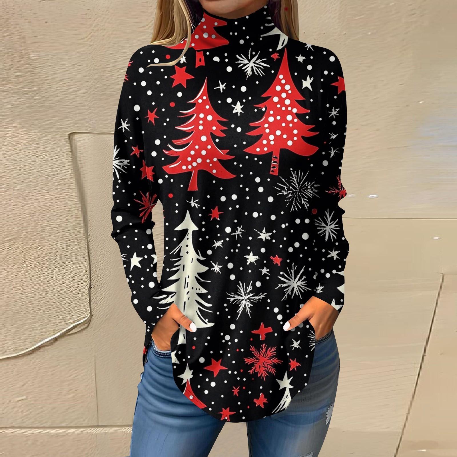 

Футболки для женщин, осенние повседневные рубашки с длинными рукавами, толстовка с винтажным принтом, топ с высоким воротом, пуловер XXXL киноварь