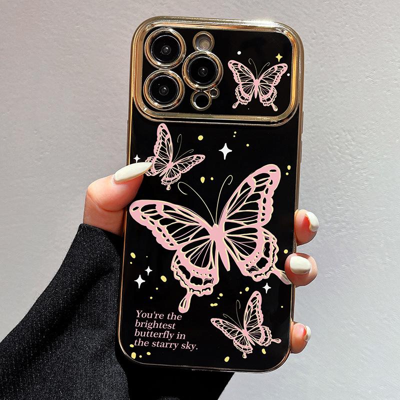 Large Windows Suitable for Apple 15PROMAX 13 Protective Case Big Butterfly Black Soft Shell IPhoneXSMAX Mobile Phone Case