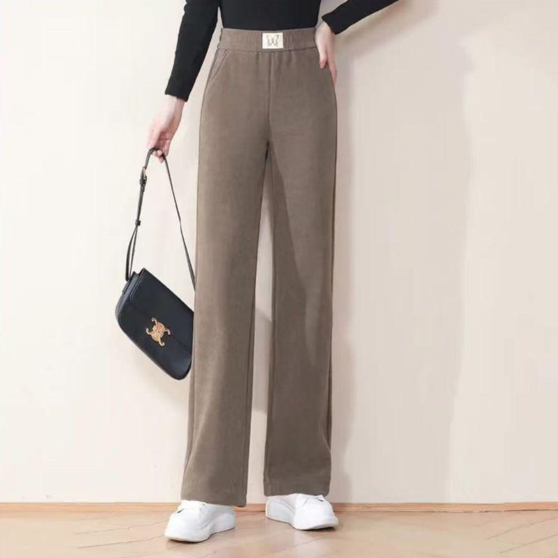 

Брюки с высокой талией, узкие, широкие штанины, женские, осень-зима, новые, узкие брюки, прямые брюки, женские S хаки