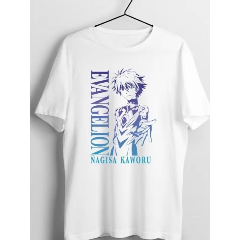 Fashion Anime Neon Genesis Evangelion Graphic T-shirt, New Summer Unisex Casual Stylish T-shirt 4XL