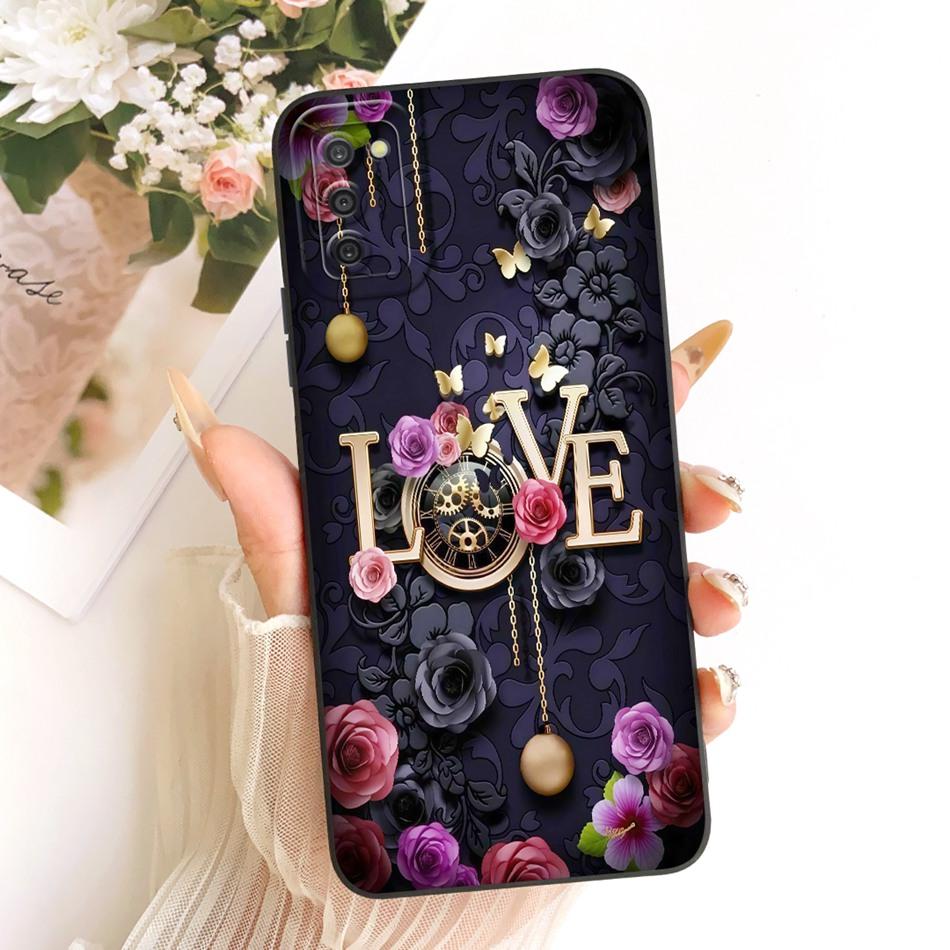 For Samsung Galaxy A03s Cute Cat Flower Cartoon Phone Case For Samsung A03S SM-A037G Shockproof Soft Silicone Covers Bumpers