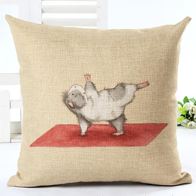 Hamster Yoga Cushion Cover Cotton Linen Pillow Case Animal Hamster Painting Decorative Pillowcase Home Accessories Cushion Cover
