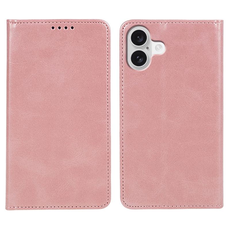 For iPhone 17 Case Strong Magnetic PU Leather Phone Cover Calf Texture