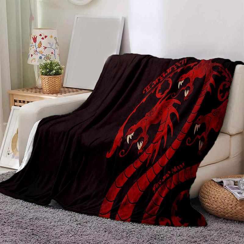 Fire and Blood: Targaryen Dragon Crest Wall ArtPrint Blanket, Soft Blanket For Sofa Office Bed And Travelling Daughter Birthday Gift esj314 130cm×150cm（50in×60in）
