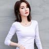 Women's Long Sleeve Round Neck Pullover T-Shirt Solid Color Stretch Basic Tops