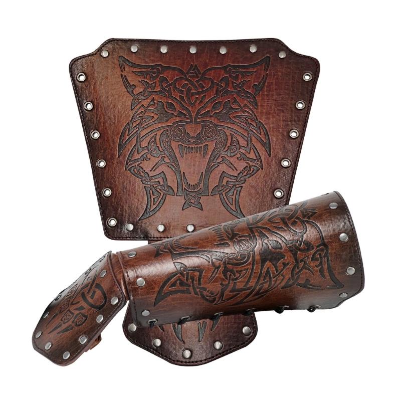 Viking Knight Arm Gauntlets Bracer Vintage Faux Leather Gauntlets Wristband Medieval Leather Bracers Arm Armors