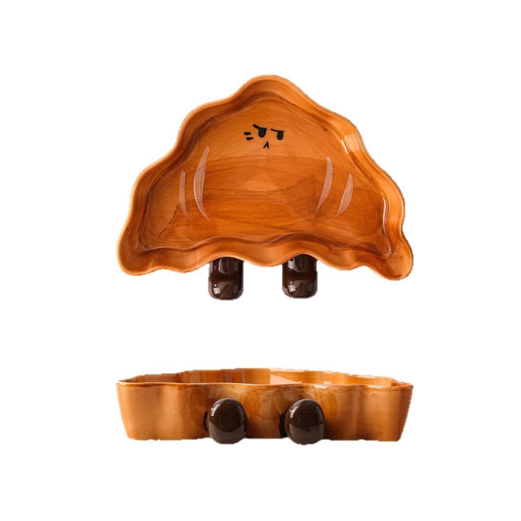 Creative Bread Shape Ceramic Plate Household Vegetable Plate One Person Food Cute Tableware Breakfast Plate Toast Plate Fruit Plate