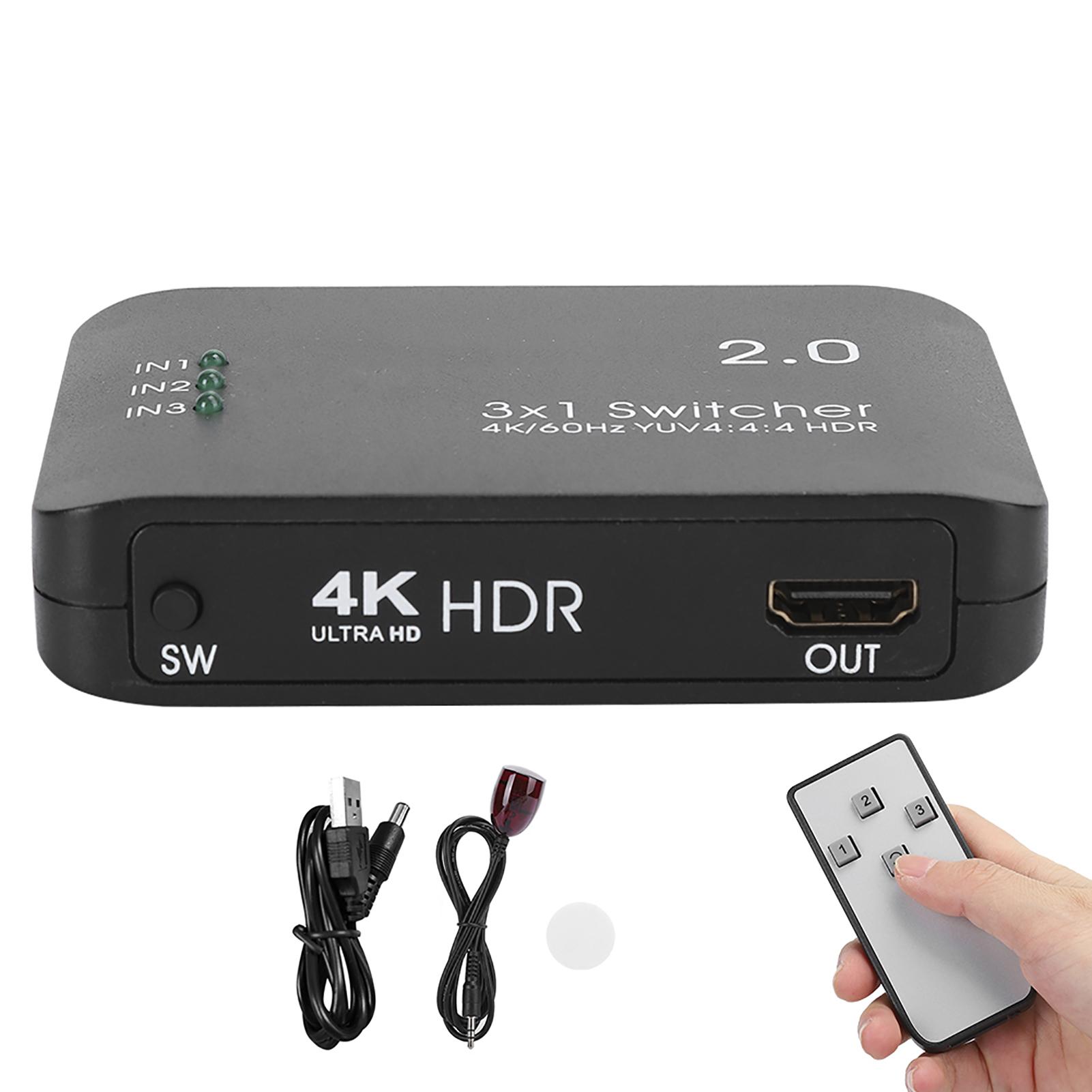 

Мультимедийный интерфейсный коммутатор высокой четкости 4K, 3 входа, 1 выход, сплиттер-адаптер, ИК-пульт дистанционного управления HD чёрный