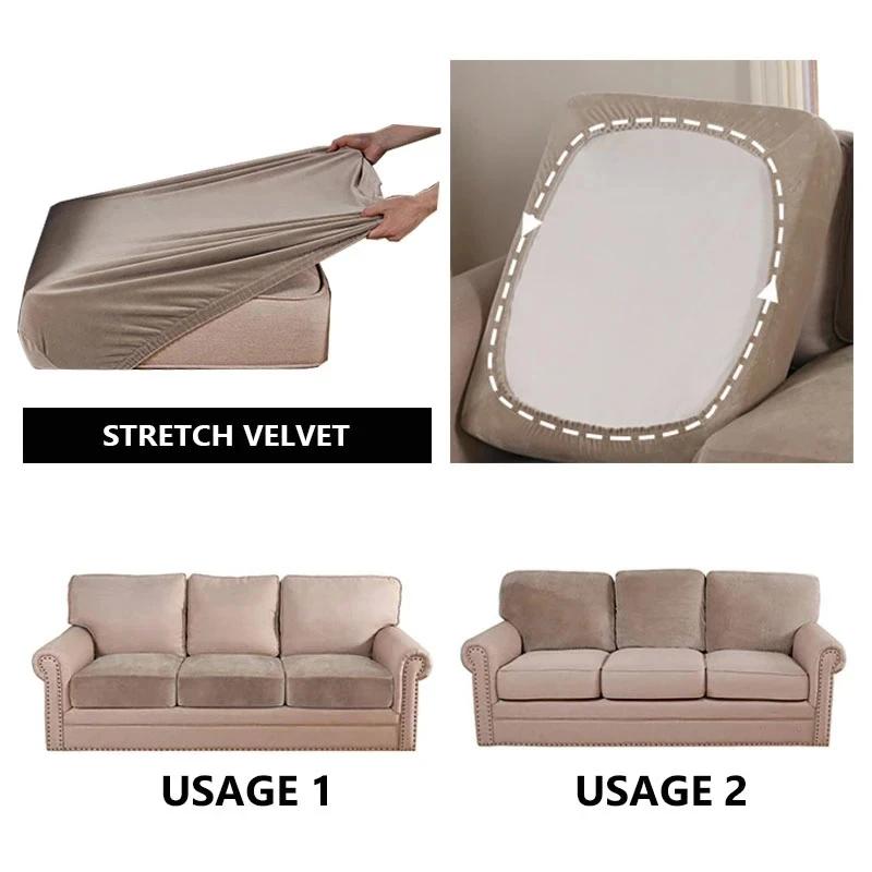 Velvet sofa cushion cover for living room elastic thicken stretch L shape corner armhair sofa slipcover furniture protector