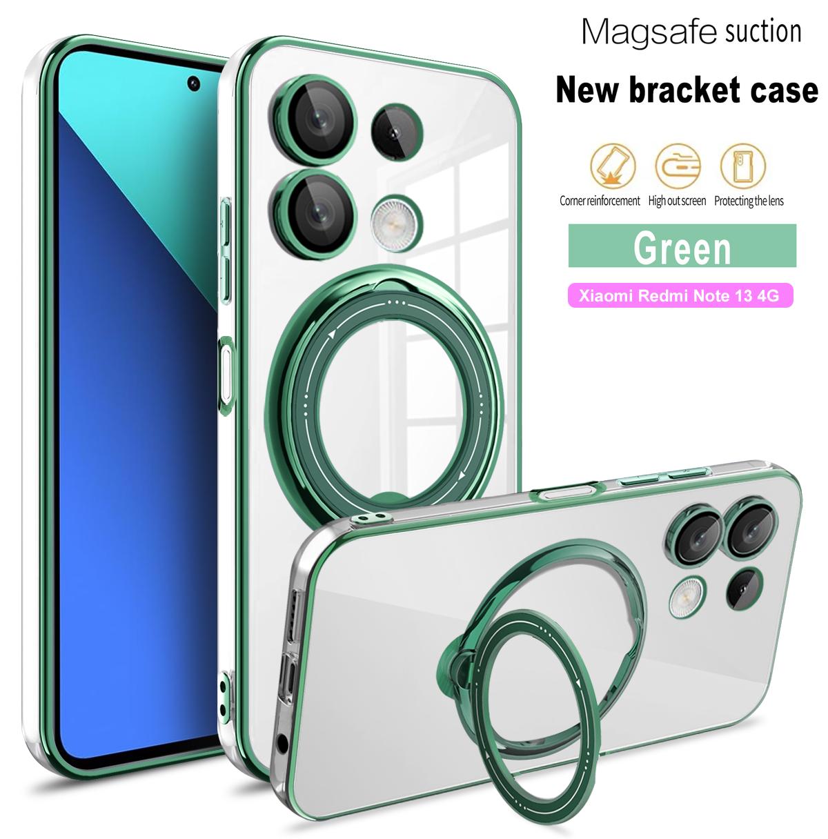 Магнитный прозрачный чехол для телефона с покрытием и кольцом для Xiaomi Redmi Note 13 — фото 10