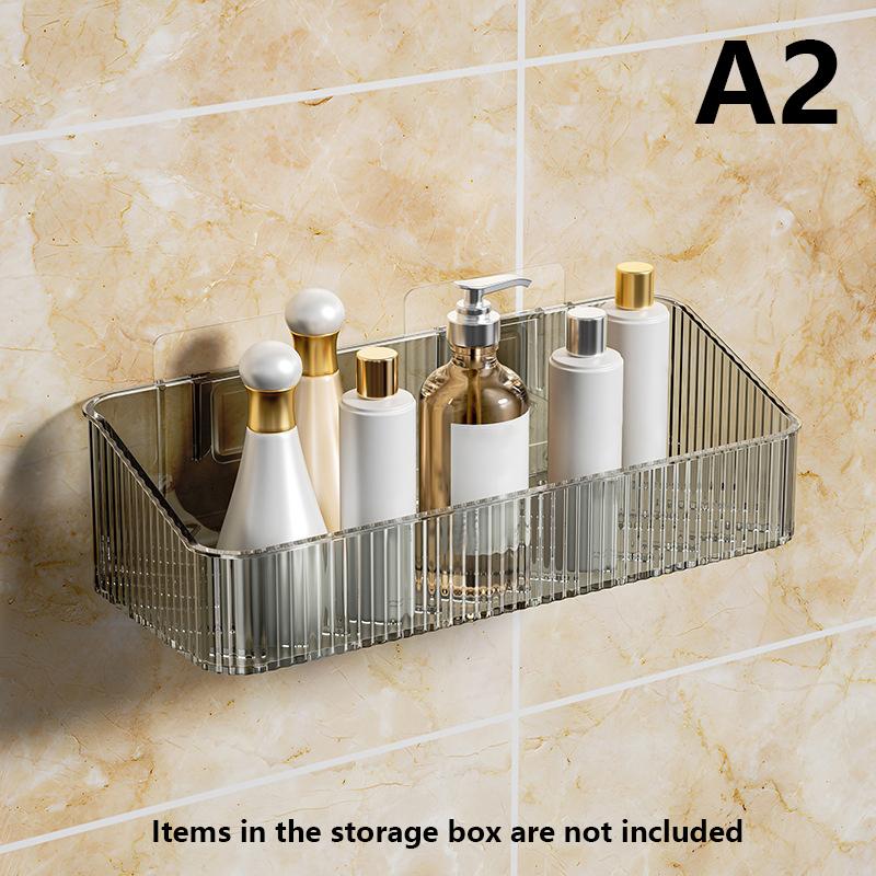 Wandmontierte Dusch-Shampoo-Ablagen Regale Organizer Bohrfrei Abnehmbar Transparentes PET-Material Badezimmer-Ablageregal