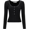 Solid Color Slim Fit Round Neck Pullover Long Sleeve Knit Sweater Women Sweater Black AW24180TAB